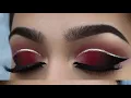tutorial - Red cut crease glitter