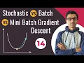 Stochastic Gradient Descent vs Batch Gradient Descent vs Mini Batch Gradient Descent DL Tutorial 14