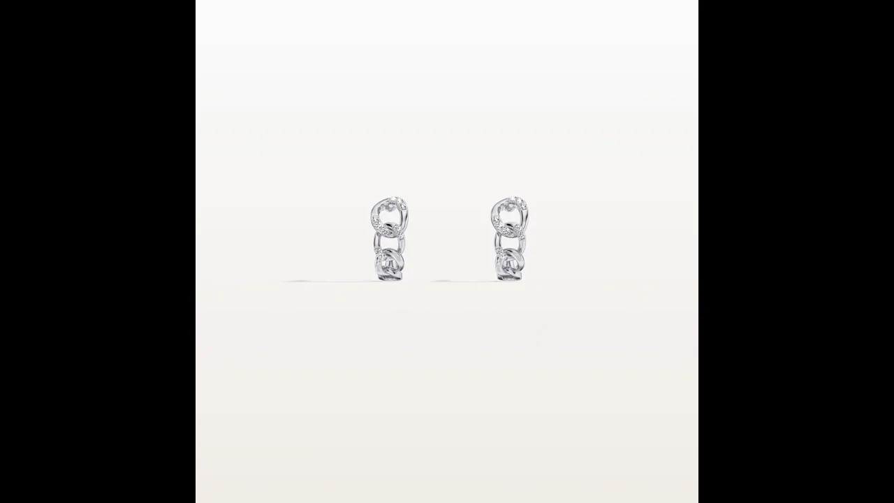 Lab-Grown Diamond Interlocking Chain Link Huggie Hoop Earrings in 14K Gold/Platinum