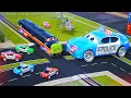 Download Lagu Monster Truck vs Railway Crossing - Big Police Car to the Rescue 🚓