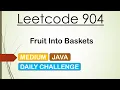 Leetcode 904 Fruits Into Basket Java