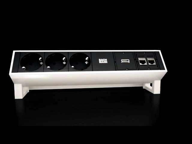 Модул DESK 2 с 2х Шуко и 2х празни модула, цвят Инокс, Bachmann, BACHMANN, B902.411