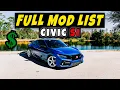 Honda Civic SI MOD LIST 10th Gen Civic SI