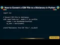 How to Convert a CSV File to a Dictionary in Python