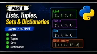 Python Programming Course Part 8 Lists Tuples Sets Dictionaries Python for Beginners