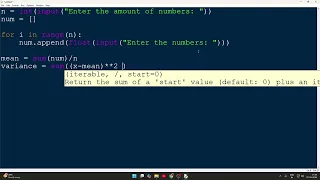 Python Program to Find Mean Variance and Standard Deviation VTU 3A 1BPLC105B