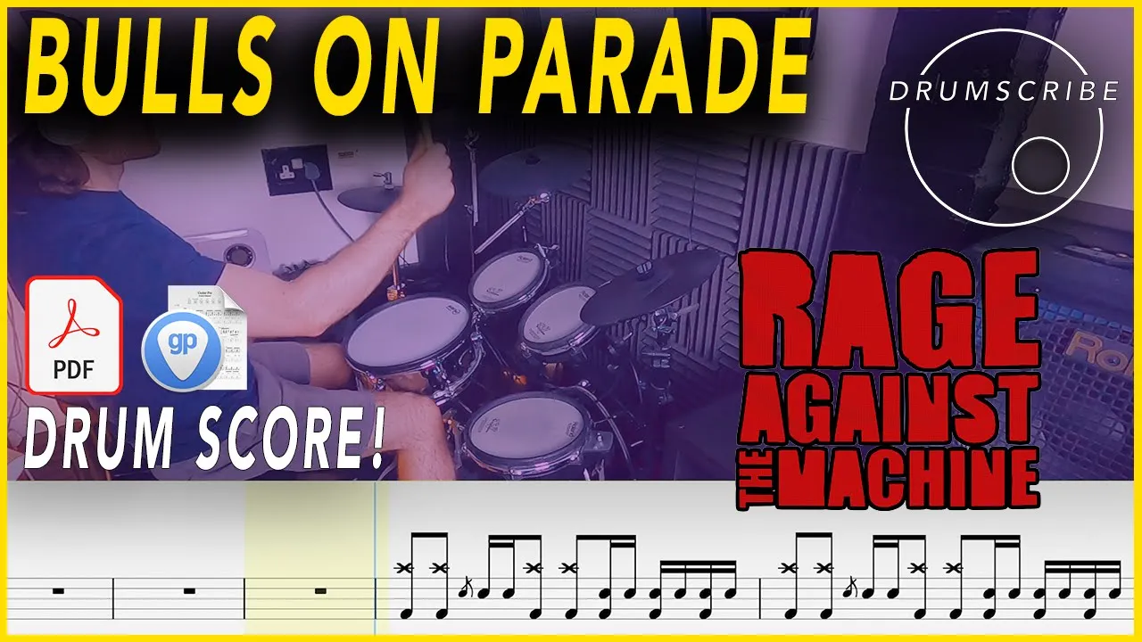 Bulls On Parade - Rage Against The Machine | Drum SCORE Sheet Music Play-Along | DRUMSCRIBE