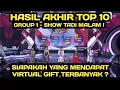 Lagu HASIL AKHIR TOP 10 GROUP 1 SHOW TADI MALAM / SIAPAKAH YANG MEMPEROLEH VG TERTINGGI SEMENTARA ?