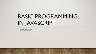 JavaScript Basics Part 1 Variable