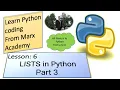 Lists 3 in Python-Comprehensions-Lists-For Loops and Matrix representation-Range-Learn Pyt Coding L6
