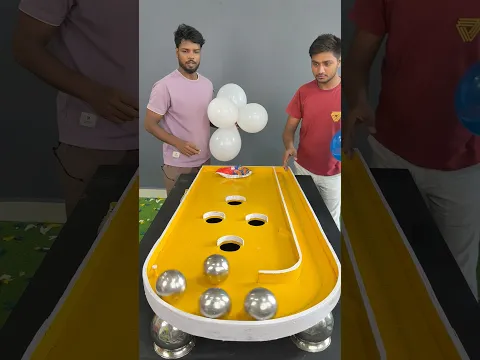 Roll steel ball pop balloons challenge family game / part 3 #shorts