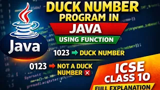 Duck Number Program in Java Using Function Full Explanation ICSE Class 10