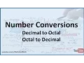 Converting Decimal To Octal and Octal To Decimal
