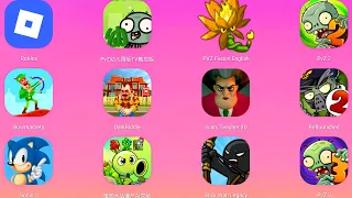 Plants vs Zombies 2-3, Minecraft,PVZ Fusion,ROBLOX,SONICDASH, DarkRiddle, BOWMASTER, Stickwar Legacy