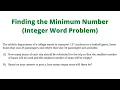 Finding the Minimum Number - Integer Word Problem