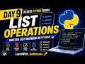 Python Day 9 List Operations append insert remove pop in Python