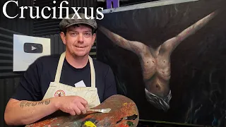 CRUCIFIXUS Surrealist Oil Painting Dark Moody Figures in Oil | Time Lapse & Process