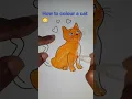 cat how to colour a line drawing cat