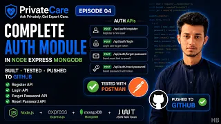 Complete Auth Module Backend in Node Express MongoDB Project PrivateCare Episode 4