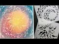 Watercolor Reverse Stenciling Rainbow Fish Spiral Painting - 471
