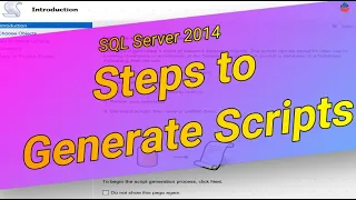 Generate Scripts in SQL Management Server