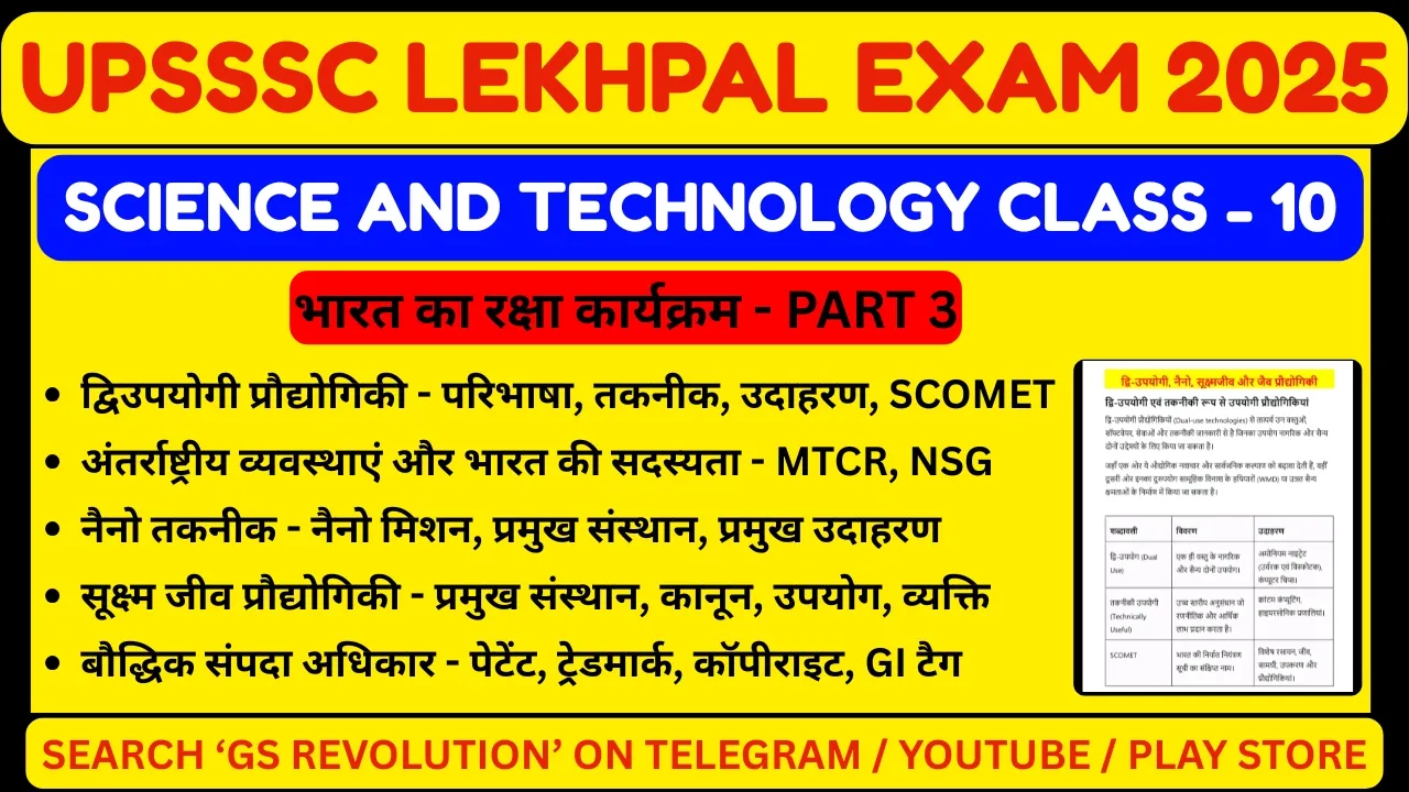 UP LEKHPAL 2025 SCIENCE & TECH CLASS 10 | IPR, NANOTECH, DUAL-USE TECHNOLOGY & MICROBIOLOGY | SCOMET