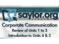 Corporate Communication Review of Units 1 to 3 Introduction to Units 4 5 - BUS210