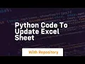 python code to update excel sheet