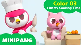 MiniPang Color Play | Learn Colors | Yummy Cooking & Making Rainbow Fruit Cakes! | MiniPang 3D Play