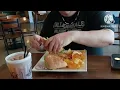 Eating pizza in Cushing Oklahoma Payne county near Duncan theater