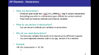 JSP Java Server Pages Tutorial 02 Elements - Declarations Scriptlets Expressions