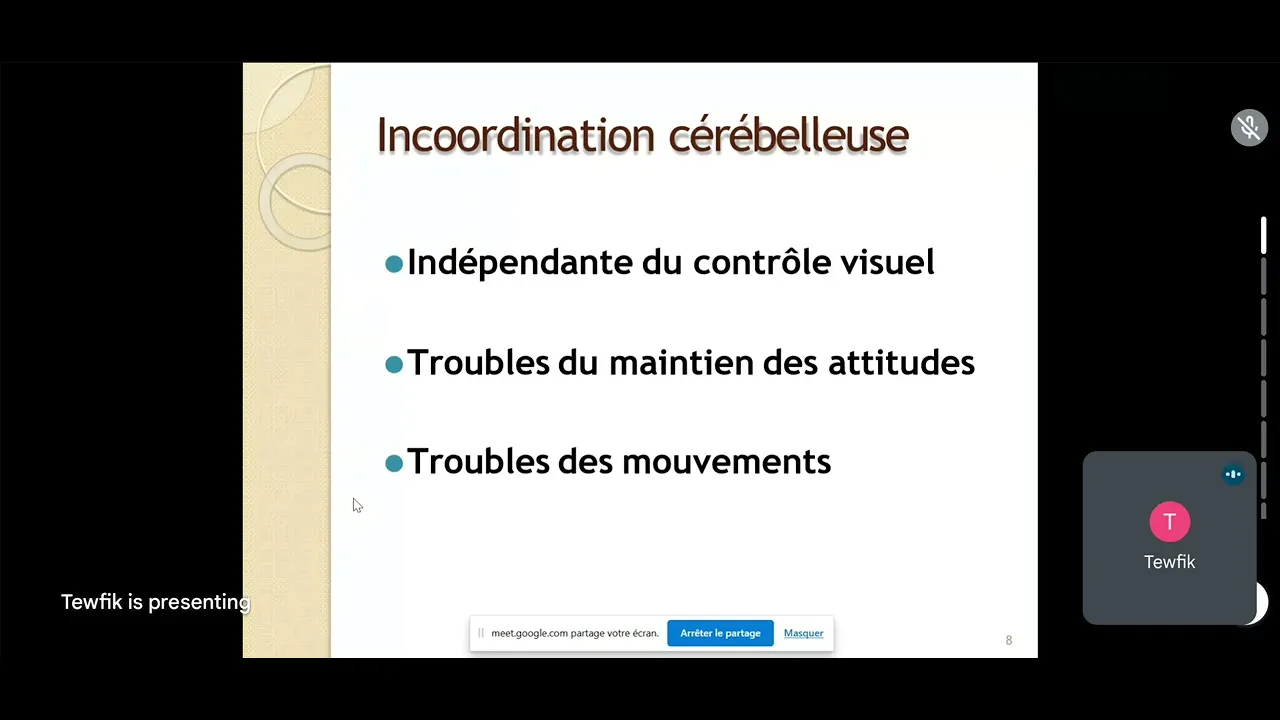 Enregistrement syndrome cérébelleux