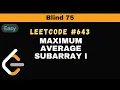 Leetcode-643 Maximum Average Subarray I Blind 75
