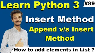 Insert method in Python List in Hindi Difference between append and insert method cyber warriors