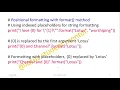Part 2 Python Output Format