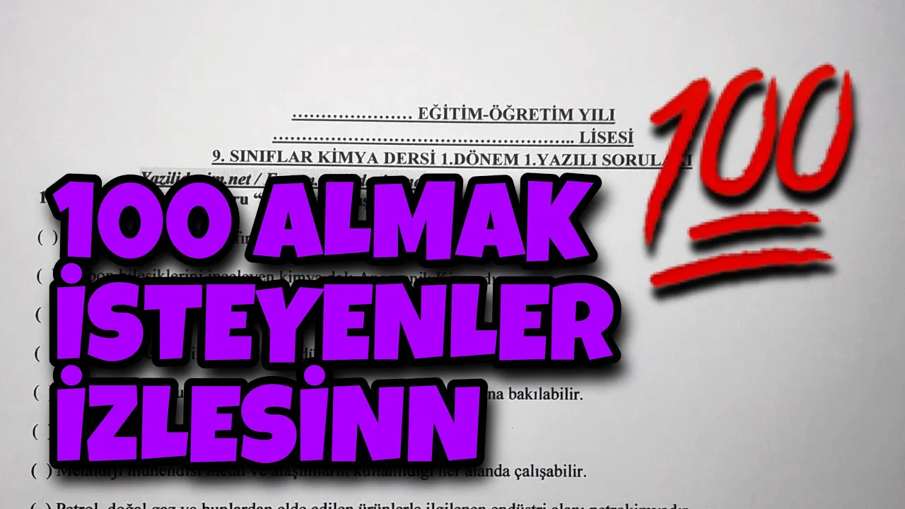 9.Sınıf Kimya 1.Dönem 1.Yazılı