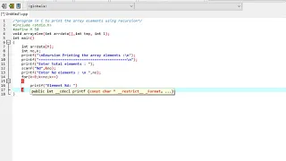 program in C to print the array elements using recursion