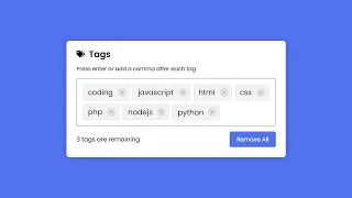 Add Tags Input Box in HTML CSS JavaScript Free source code