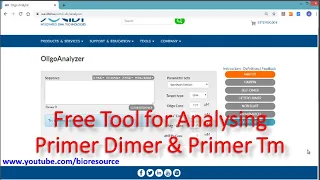 Oligo Analyzer Tool Free for Primer Dimer Analysis and Tm Calculation