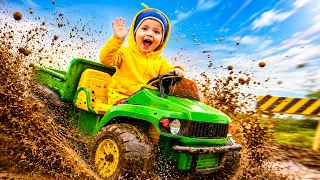 LITTLE TRACTOR 🚜 Kid Races Through the Mud! Look What Happened 😲