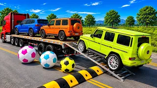 Flatbed Trailer Truck vs Speed Bumps & Pothole |Transportation with Truck - BeamNG.Drive #1