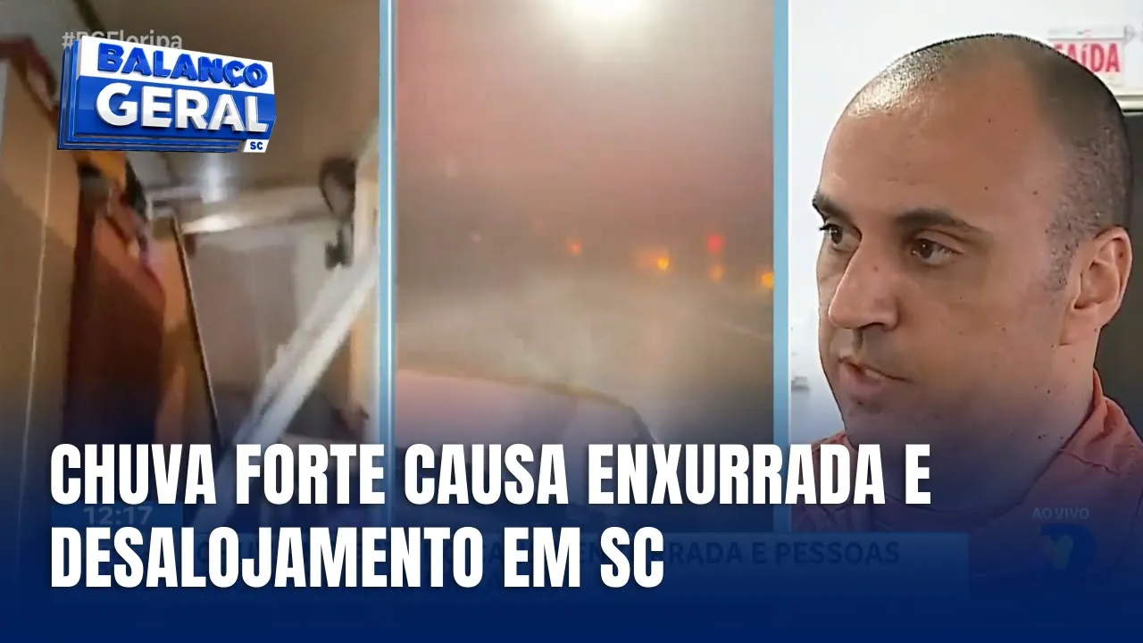 Chuvas fortes em SC provocam enxurrada e retirada de moradores