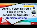 L23 Java If If else Nested If Ladder Switch conditional Operator Decision Making Java