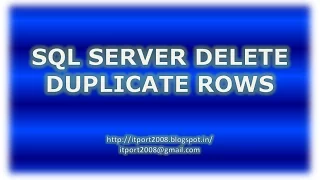 SQL Server Delete Duplicate Rows Simple Example