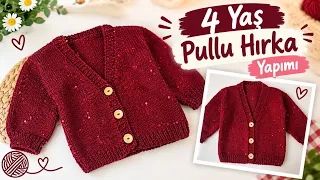 4 YAŞ V YAKA PULLU HIRKA BAŞTAN SONA ANLATIMI♥️#örgühırka #hırkamodeli #çocukhırkası #bebekyelegi