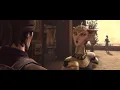 A Twi lek slave attempts to stab Miraj Scintel and then falls off of a balcony