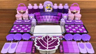 Purple slime mixing ASMR | Adding random glossy purple items