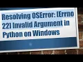 Resolving OSError Errno 22 Invalid Argument in Python on Windows