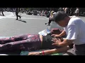 ASMR Massage - Gentle Full Body Massage in Public Street for Beautiful Brunette by Luo Dong PART 2