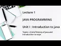 Java Programming - Unit I